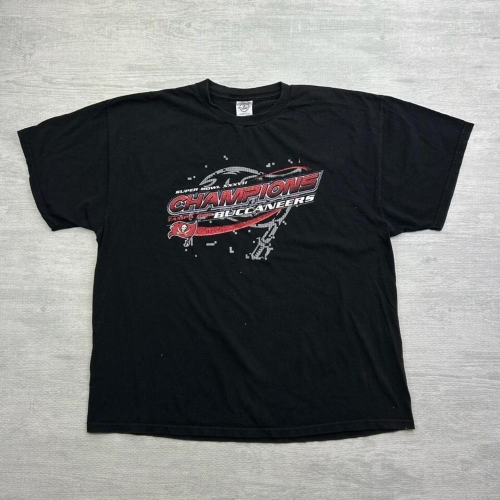 Vintage Tampa Bay Buccaneers Shirt Adult 2XL Black Super Bowl Champions 2002 NFL